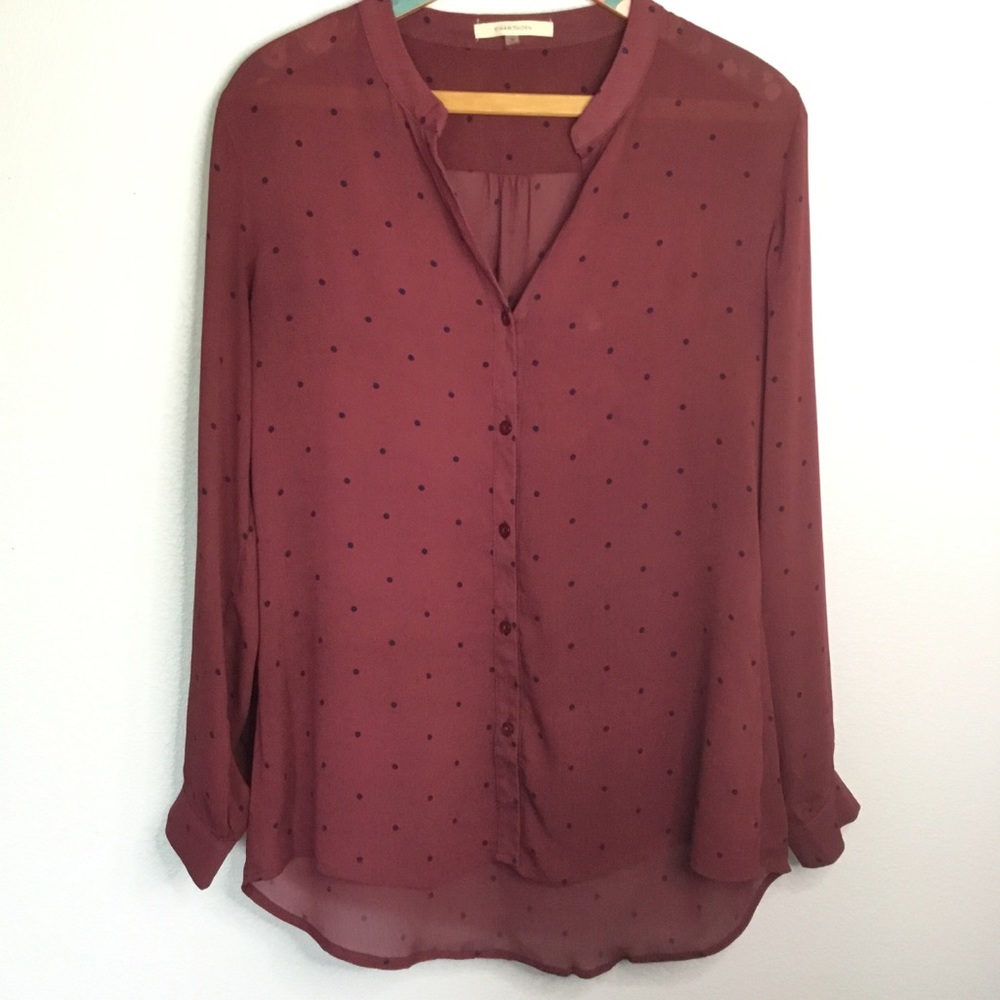 41 Hawthorn Polka Dot Button Down Blouse Size M